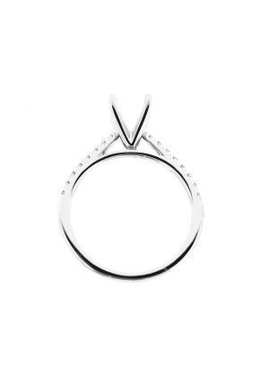 Semi-Mount Engagement Ring with Micro Prong Set Round Diamonds in 18k White Gold