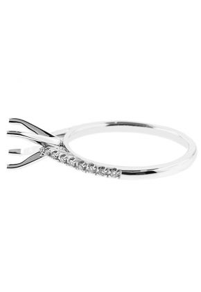 Semi-Mount Engagement Ring with Micro Prong Set Round Diamonds in 18k White Gold