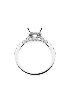4 Prong Semi-Mount Engagement Ring with Round Diamonds Set in 18k White Gold