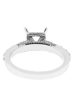 4 Prong Semi-Mount Engagement Ring with Round Diamonds Set in 18k White Gold
