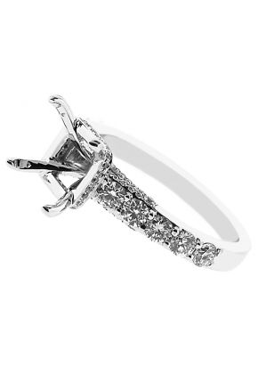 4 Prong Semi-Mount Engagement Ring with Round Diamonds Set in 18k White Gold