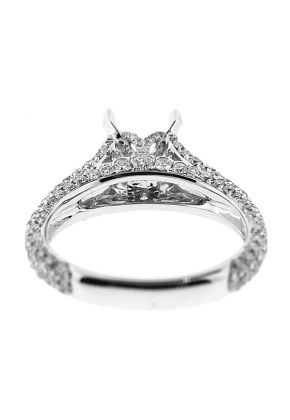 Semi-Mount Split Shank Engagement Ring with Pav?? Set Diamonds in 18k White Gold
