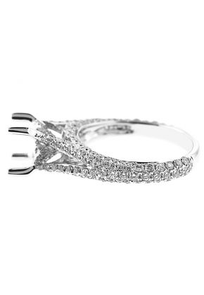 Semi-Mount Split Shank Engagement Ring with Pav?? Set Diamonds in 18k White Gold