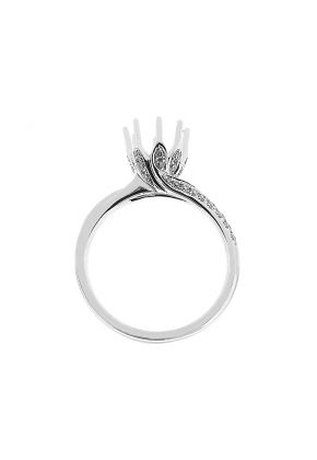 Semi-Mount Engagement Ring with Micro-Pav?? Set Round Diamonds in 18k White Gold