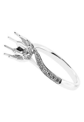 Semi-Mount Engagement Ring with Micro-Pav?? Set Round Diamonds in 18k White Gold