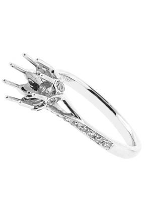 Semi-Mount Engagement Ring with Micro-Pav?? Set Round Diamonds in 18k White Gold