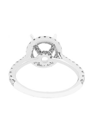 Semi-Mount Round Halo Engagement Ring with Diamonds Set in 18k White Gold