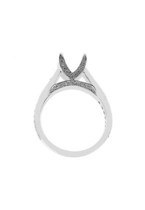 4 Prong Semi-Mount Engagement Ring with Micro-Pav?? Set Diamonds in 18k White Gold