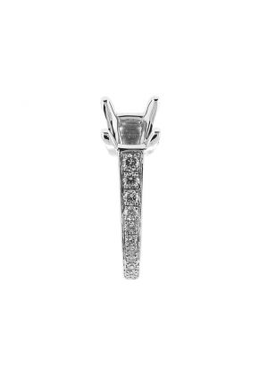 4 Prong Semi-Mount Engagement Ring with Micro-Pav?? Set Diamonds in 18k White Gold