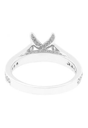 4 Prong Semi-Mount Engagement Ring with Micro-Pav?? Set Diamonds in 18k White Gold