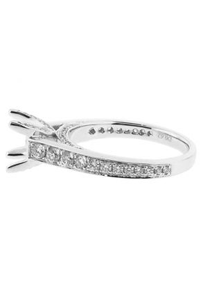 4 Prong Semi-Mount Engagement Ring with Micro-Pav?? Set Diamonds in 18k White Gold