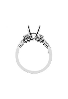Semi-Mount Engagement Ring with Prong and Micro Prong Set Round Diamonds in 18k White Gold