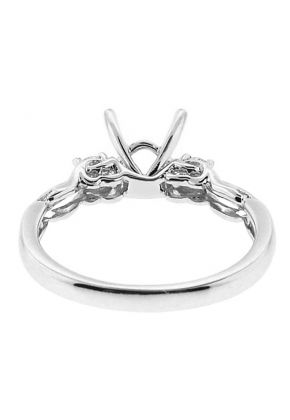 Semi-Mount Engagement Ring with Prong and Micro Prong Set Round Diamonds in 18k White Gold