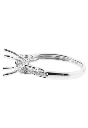 Semi-Mount Engagement Ring with Prong and Micro Prong Set Round Diamonds in 18k White Gold