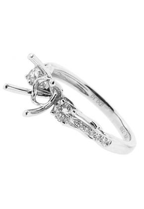 Semi-Mount Engagement Ring with Prong and Micro Prong Set Round Diamonds in 18k White Gold