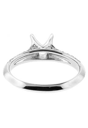 4 Prong Semi-Mount Knife Edge Engagement Ring with Diamonds Set in 18k White Gold
