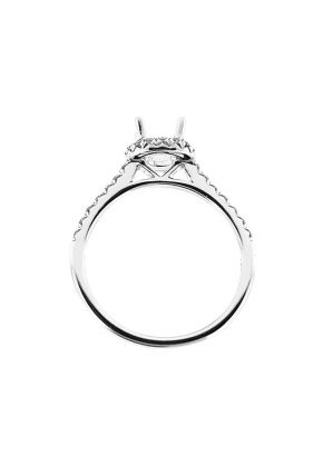 Semi-Mount Round Halo Engagement Ring with Diamonds Set in 18k White Gold