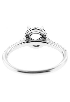 Semi-Mount Round Halo Engagement Ring with Diamonds Set in 18k White Gold