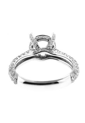 Semi-Mount Engagement Ring with Micro-Pav?? Set Round Diamonds in 18k White Gold