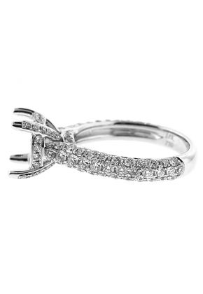 Semi-Mount Engagement Ring with Micro-Pav?? Set Round Diamonds in 18k White Gold