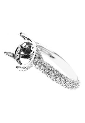 Semi-Mount Engagement Ring with Micro-Pav?? Set Round Diamonds in 18k White Gold