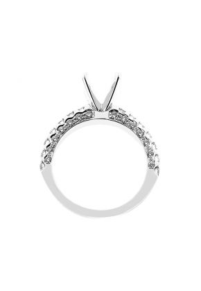 4 Prong Semi-Mount Three Side Engagement Ring with Prong and Micro-Pav?? Set Diamonds in 18k White Gold