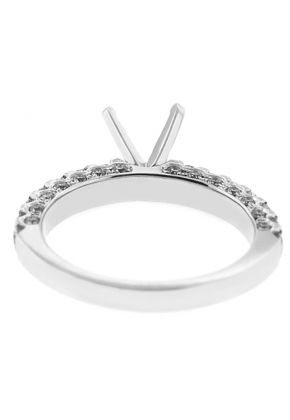 4 Prong Semi-Mount Three Side Engagement Ring with Prong and Micro-Pav?? Set Diamonds in 18k White Gold