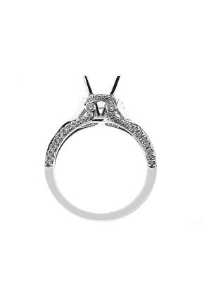 Semi-Mount Engagement Ring with Micro-Pav?? Set Round Diamonds in 18k White Gold