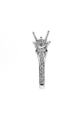 Semi-Mount Engagement Ring with Micro-Pav?? Set Round Diamonds in 18k White Gold