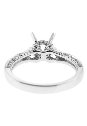 Semi-Mount Engagement Ring with Micro-Pav?? Set Round Diamonds in 18k White Gold