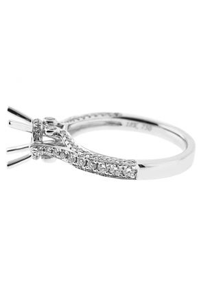 Semi-Mount Engagement Ring with Micro-Pav?? Set Round Diamonds in 18k White Gold