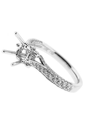 Semi-Mount Engagement Ring with Micro-Pav?? Set Round Diamonds in 18k White Gold