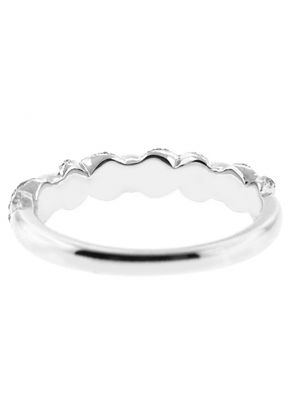 Braided Right Hand Fashion Band with Diamond Rounds Surrounded by Beaded Milgrain in 18k White Gold