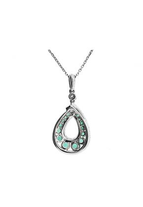 Double Drop Pendant with Emeralds All In Between Set in 18K White Gold