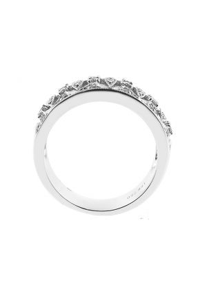 Diamond Ladies Ring with Milgrain Detail in 18K White Gold
