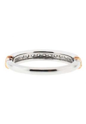 Diamond Prong Set Wedding Band in 18K White & Rose Gold
