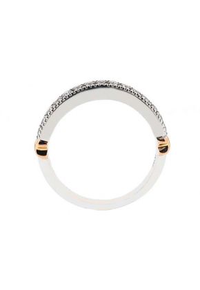 Diamond Prong Set Wedding Band in 18K White & Rose Gold