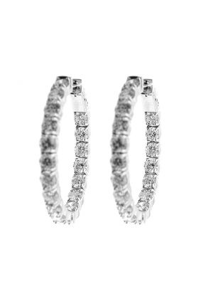 Inside Out Hoop Earrings with Round Diamonds Set in 14k White Gold