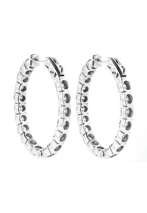 Inside Out Hoop Earrings with Round Diamonds Set in 14k White Gold