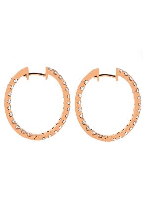 Inside Out Hoop Earrings with Round Diamonds Set in 18k Rose Gold