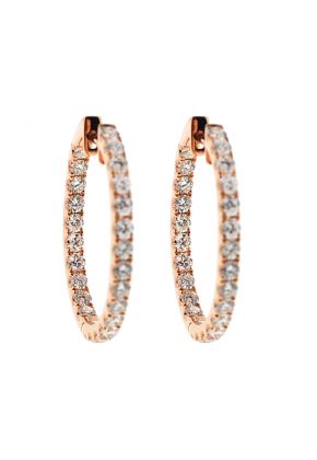 Inside Out Hoop Earrings with Round Diamonds Set in 18k Rose Gold