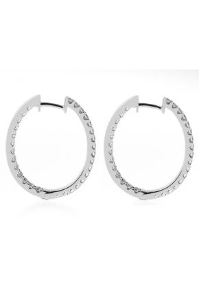 Inside Out Hoop Earrings with Round Diamonds Set in 18k White Gold
