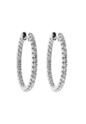 Inside Out Hoop Earrings with Round Diamonds Set in 18k White Gold