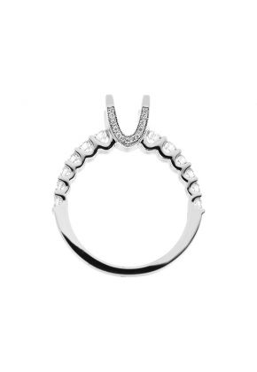 Single Row Diamond Engagement Ring with four Prong Center in 18K White Gold