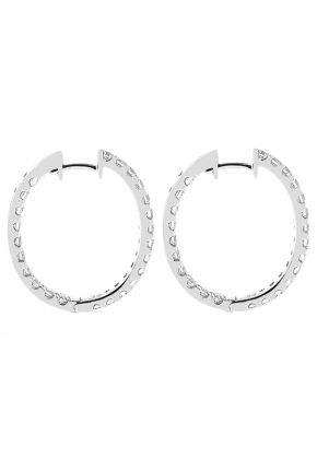 Inside Out Hoop Earrings with Round Diamonds Set in 18k White Gold