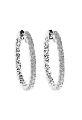 Inside Out Hoop Earrings with Round Diamonds Set in 18k White Gold