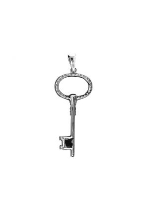 Key Pendant with Micro Pav?? Set Diamonds in 18k White Gold