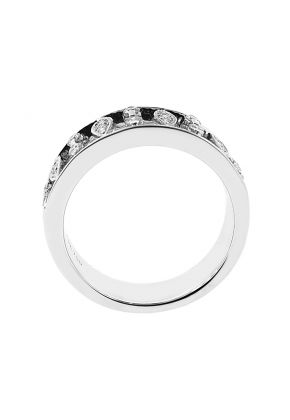 Openwork Ladies Fashion Ring with Diamonds and Beaded Milgrain Design in 18K White Gold