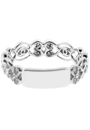 Eternity Band with Braided Milgrain in Heart Designs and Round Diamonds Set in 18k White Gold