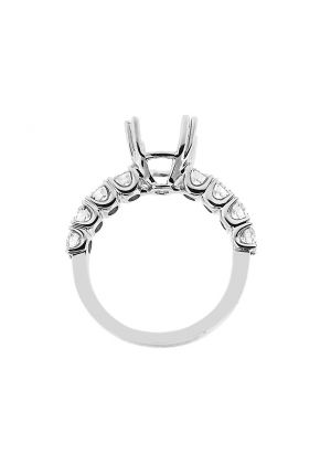 Single Row Diamond Engagement Ring with Basket Center in 18K White Gold